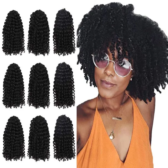 Mali Bob Twist Crochet Hair Kinky Curly Crochet Hair Extensions Solid And Ombre Color 3 Pieces In One Pack Synthetic Fiber