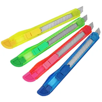 Cheap Cutter Knife Retractable 9mm Blade  Art Knife Lockable Pusher Plastic Knife