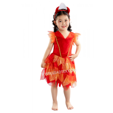 Costumes d&#39;Halloween Robe de fille diable avec bandeau de corne