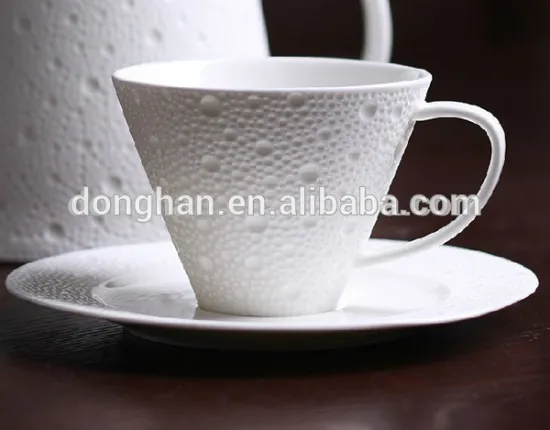 high quality creative embossed porcelain coffee set