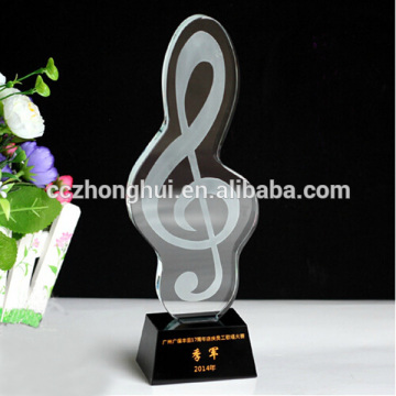 Music crystal glass trophy award