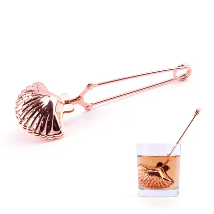 Shell Shaped 304 Stainless Steel Rose Gold Tea Strainer