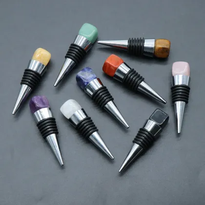 Crystal Wine Stoppers, Natural Gemstone Wine Stoppers for Wine Bottles, Decorative Wine Bottle Stoppers