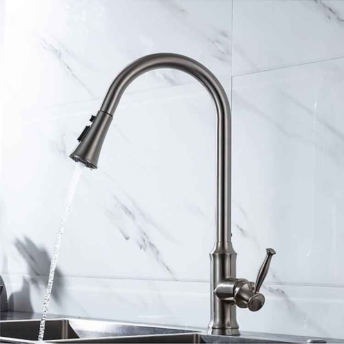 304 Stainless-Steel Pull Down Sprayer Kitchen Sink Faucets