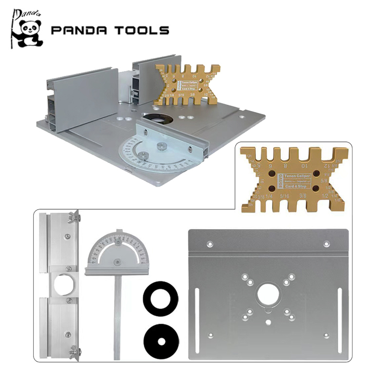 Mini Wood Router Table Insert Plate with Miter Gauge and Fence for Electric Engraving Machine
