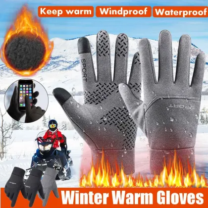 Cold-proof Ski Gloves Waterproof Winter Gloves Cycling Fluff Warm Gloves For Touchscreen Cold Weather Windproof Anti Slip