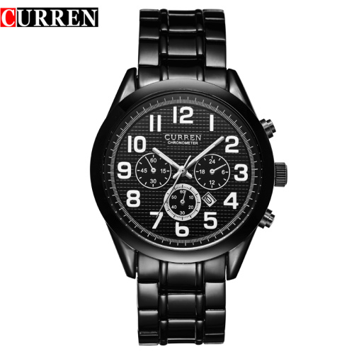 stainless steel belt quartz watch with date frame