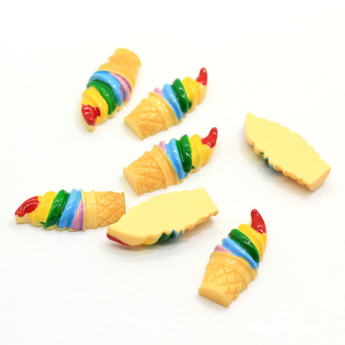 Rainbow Ice-cream Cabochons Flatback Ice-cream Cone Resin Lendir Pesona Untuk Aksesoris Kerajinan Buku Tempel Kasus Telepon Dekorasi