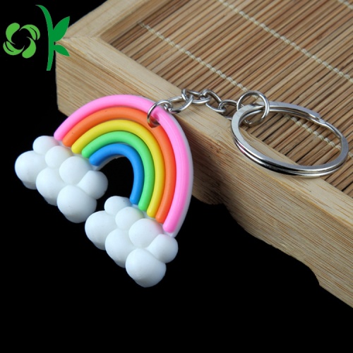 Thiết kế đáng yêu silicone keychain cầu vồng hình dạng tùy chỉnh keyring