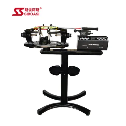 Stringing machine for tennis and badminton rackets