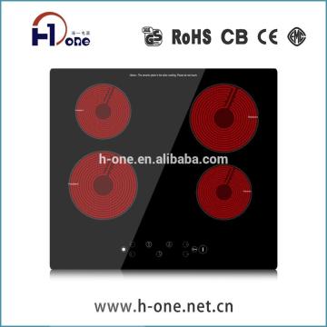 Touch screen con pentola in ceramica a infrarossi ad alta temperatura, pentole radianti in 4 bruciatori