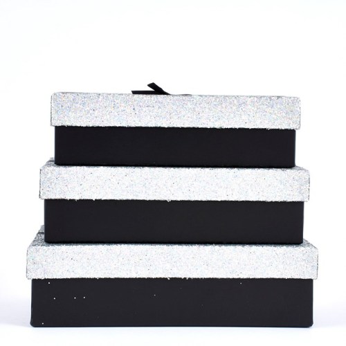 Wedding party rigid glitter gift box with lid