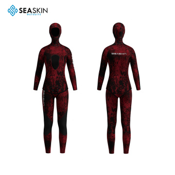 Zeein Dames Red Camo Twee stukken Spearfishing Wetsuits