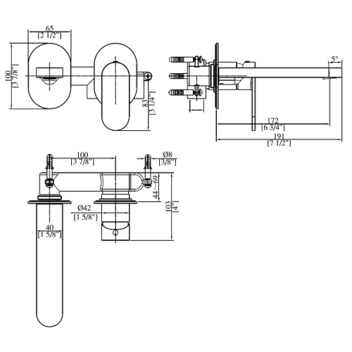 Brass Wall Mounted Tap Wall Mounted Basin Faucet without Pop up Waste Factory