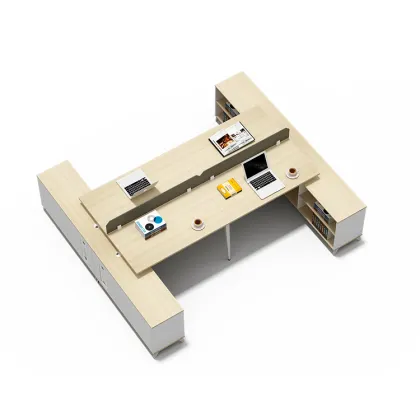 Contemporary Double Sided Workstation Office Desk with Drawers