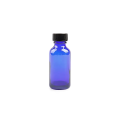 Синяя бостонская стеклянная бутылка с пластиковой винтовой крышкой