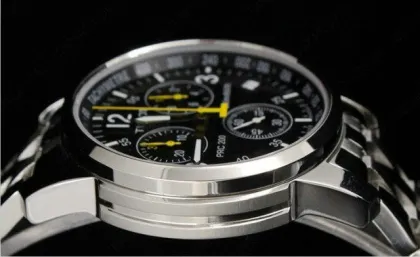 Male Leather Quartz Analog Watch Tissot , Round Branded Wristwatch