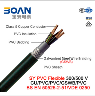 Sy PVC Control Cable, 300/500 V, Flexible Cu/PVC/PVC/Gswb/PVC (BS EN 50525-2-51/VDE0250)