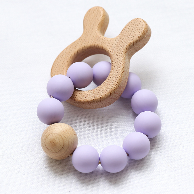 Silicone Beech Wooden Ring Teething Toys