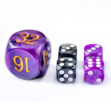 Ensemble de 5pcs de 30 mm Backgammon Pearl Dice Ensemble - 30 mm (1 3/16 &quot;) Grand cube de double backgammon plus 4 pcs 16 mm, couleurs marbreuses