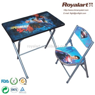 Popular Carton Style Children Folding wooden Desk and chair set