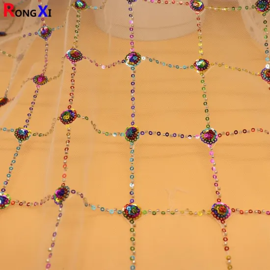 3mm New Design Gold Sequin Imbroidered Fabric