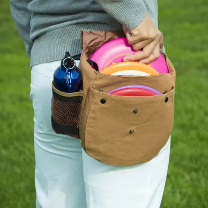 Lightweight Waxed Canvas Golf Bag for Frisbee Golf - Holds Up to 10 Discs