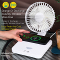 Intelligente multifunktionale Tischventilatorlampe mit kabelloser Aufladung
