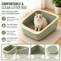 Caja de arena para gatos Extra grande moderna, inodoro profundo, pared alta, diseño espacioso, plástico duradero, respetuoso con el medio ambiente, Control de olores fácil