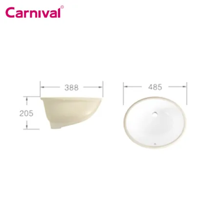 Oval White Ceramic Recessed Cloakroom Washbasin