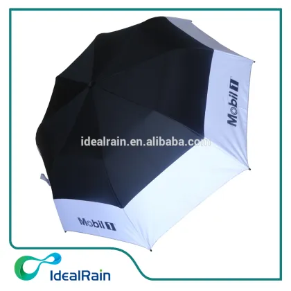 2 fold telescopic golf black bordered white fabric uv resistance umbrella