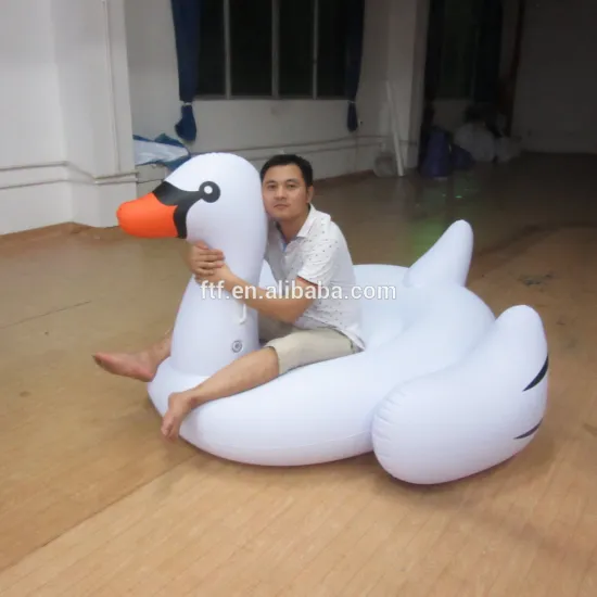 White Summer Lake Swimming Water Pool Kids Rideable Swan Inflatable Float Toy