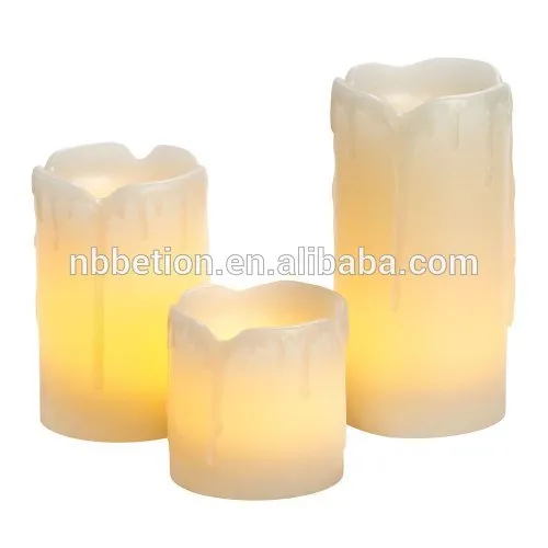 Paraffin flameless led wax candle led pillar flicking candle Flameless Real Wax LED Candles, 3 Pack