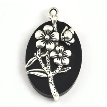 Pendant, Fashion Flower Antique Silver Pendant, Pendant Jewelry Findings Metal p5830