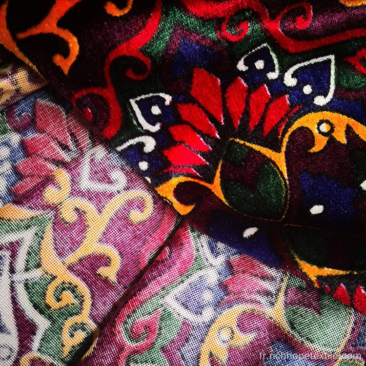 Commerce de gros de tissu de velours de chaîne de polyester de style du Moyen-Orient