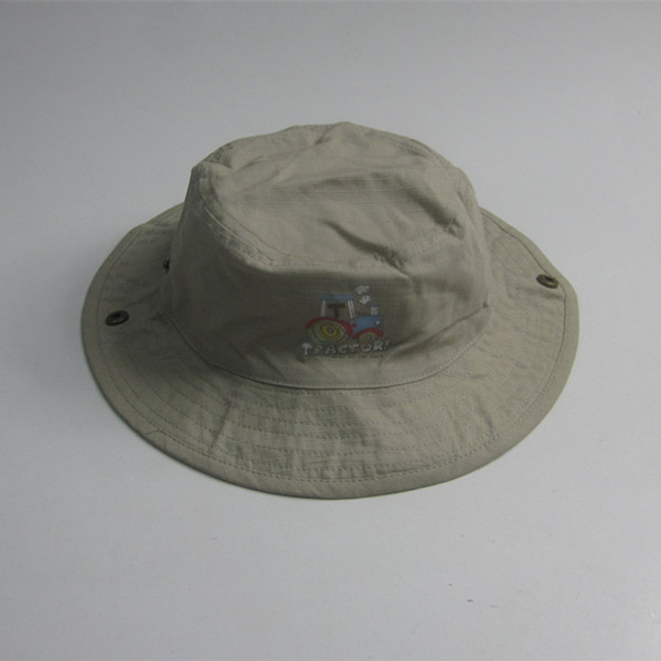 Meninos bordado algodão Brim Bucket Hat