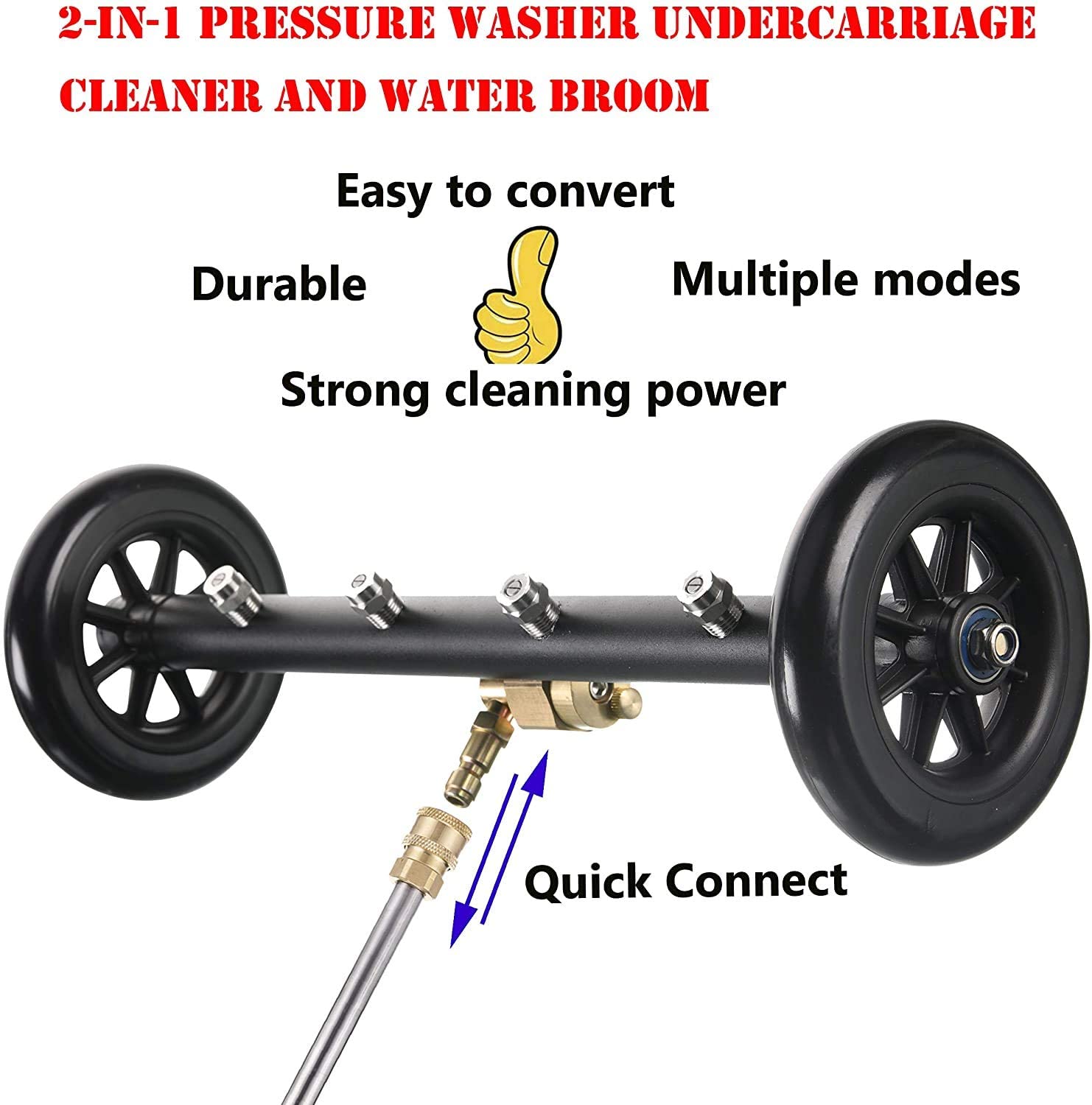 4000 PSI Undercarriage washing Cleaner machine 16 Inch Surface Cleaner for Pressure Washer with 2 Pieces Straight Extension Wand