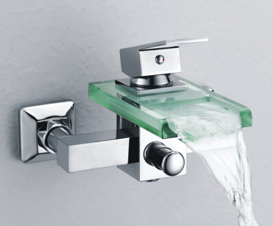 Vasca da bagno vetro cascata doccia rubinetto S-001