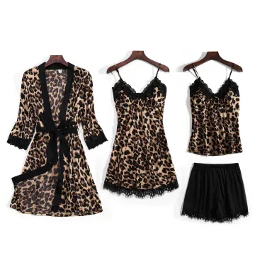 ODM OEM Manufacturer Private Label Leopard Printed Satin Pajama Sets