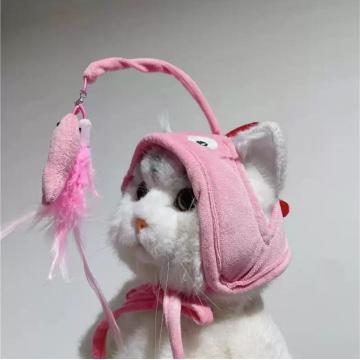Furry cuddly cat stick hat with pet headdress