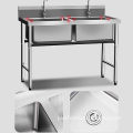Commercial Stainless Steel Sink with 3 Sizes Bracket Faucet Drain System