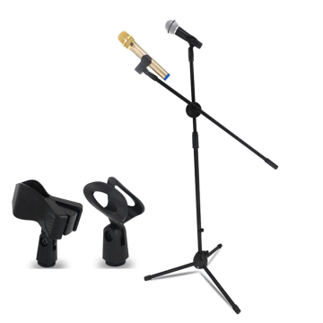 Ρυθμιζόμενο πτυσσόμενο όροφο tripod stand με διπλά κλιπ μικροφώνου