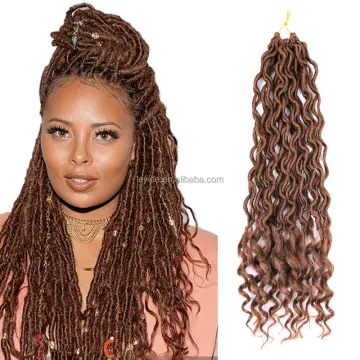 Curly Faux Locks Crochet Hair Braids Wavy Pre Looped Goddess Faux Locs Crochet Hair Goddess Locs Crochet Hair For Black Women