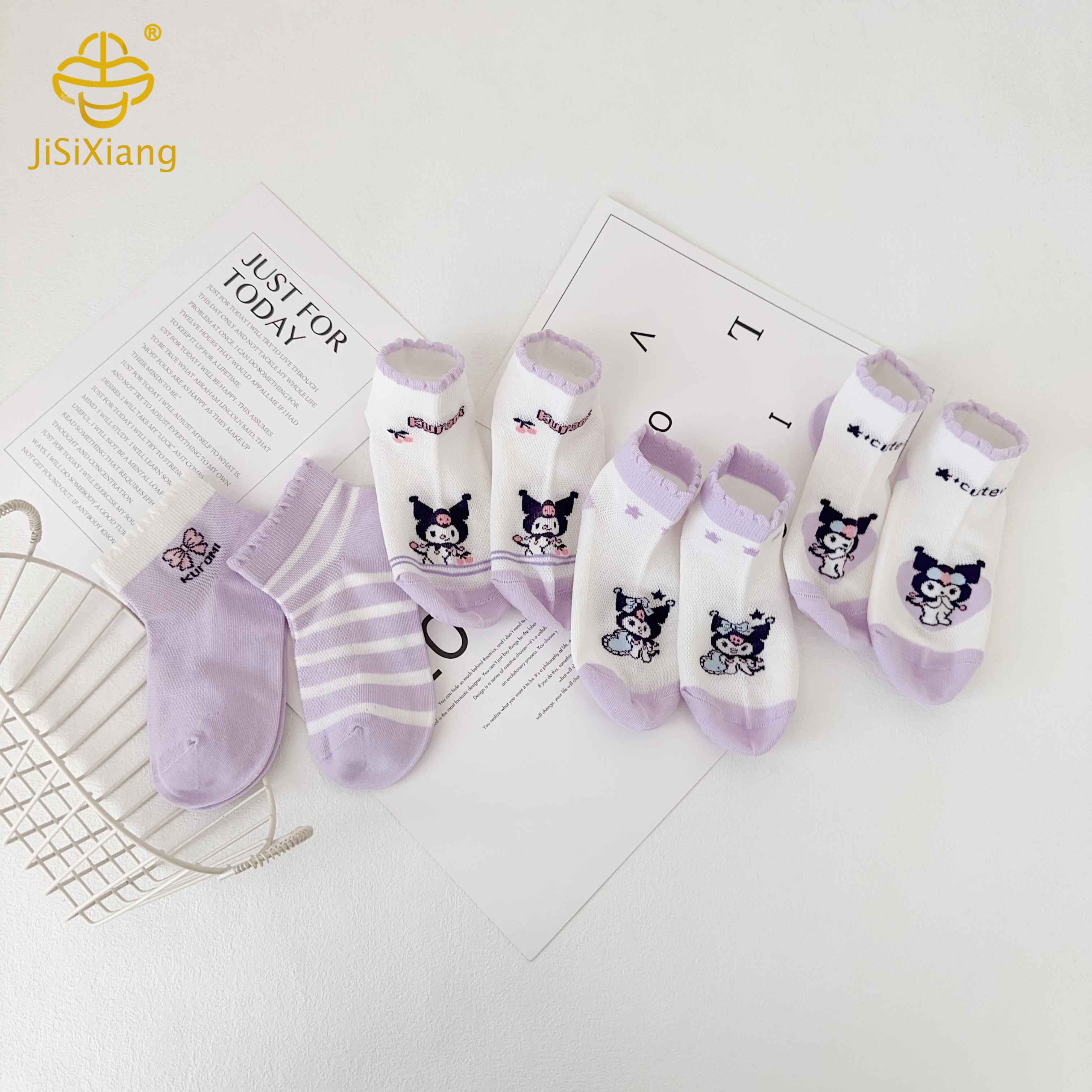 Cartoon Kuromi Short Socks Mesh Breathable Girls' Boneless Sock