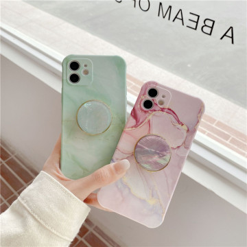 Ins Style Luxury IMD Marble Plack Gold Oro Phone Holder Case per iPhone 15/14/13/12/11 Pro Max XS XR 7/8 Plus Cover