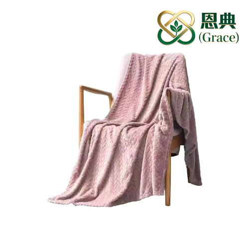 Manta de flanela jacquard de trigo rosa pele