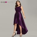 Plus Size Cocktail Dresses Ever Pretty Elegant Lace A-line Sleeveless High Low Burgundy Satin Short Party Dresses with Sashes