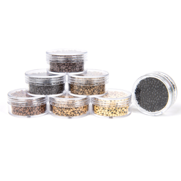 1000pc/estensioni dei capelli in scatola Link micro perline di micro anelli in alluminio foderato in silicone per estensioni dei capelli