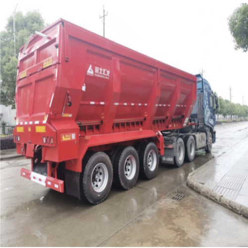 Sand and gravel lightweight conveyor belt dump semi-trailer