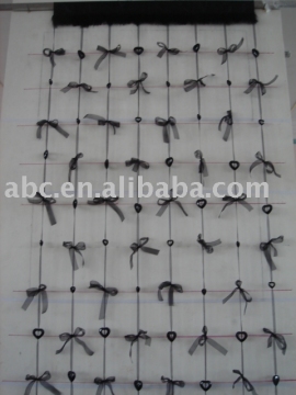 ribbon curtain with heart pearls